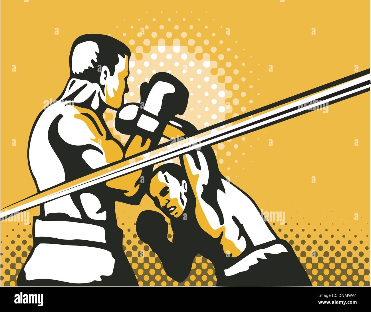 illustration of a boxer connecting a knockout punch done in retro style