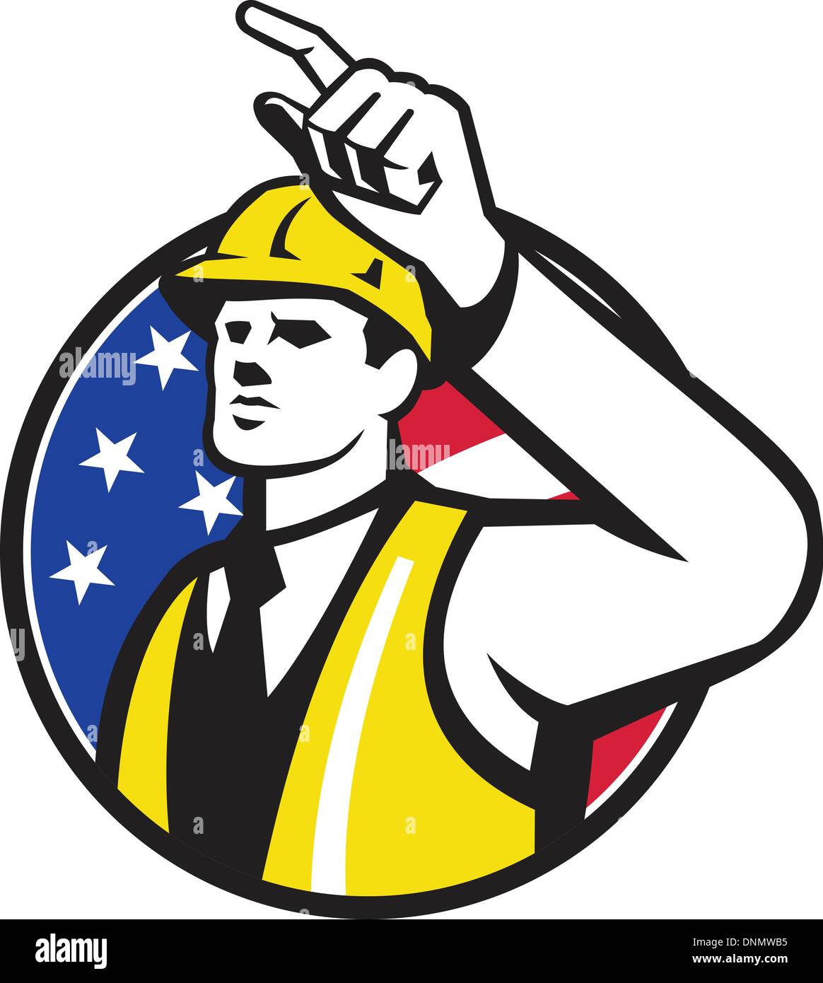 Illustration of a builder construction worker engineer foreman pointing ...