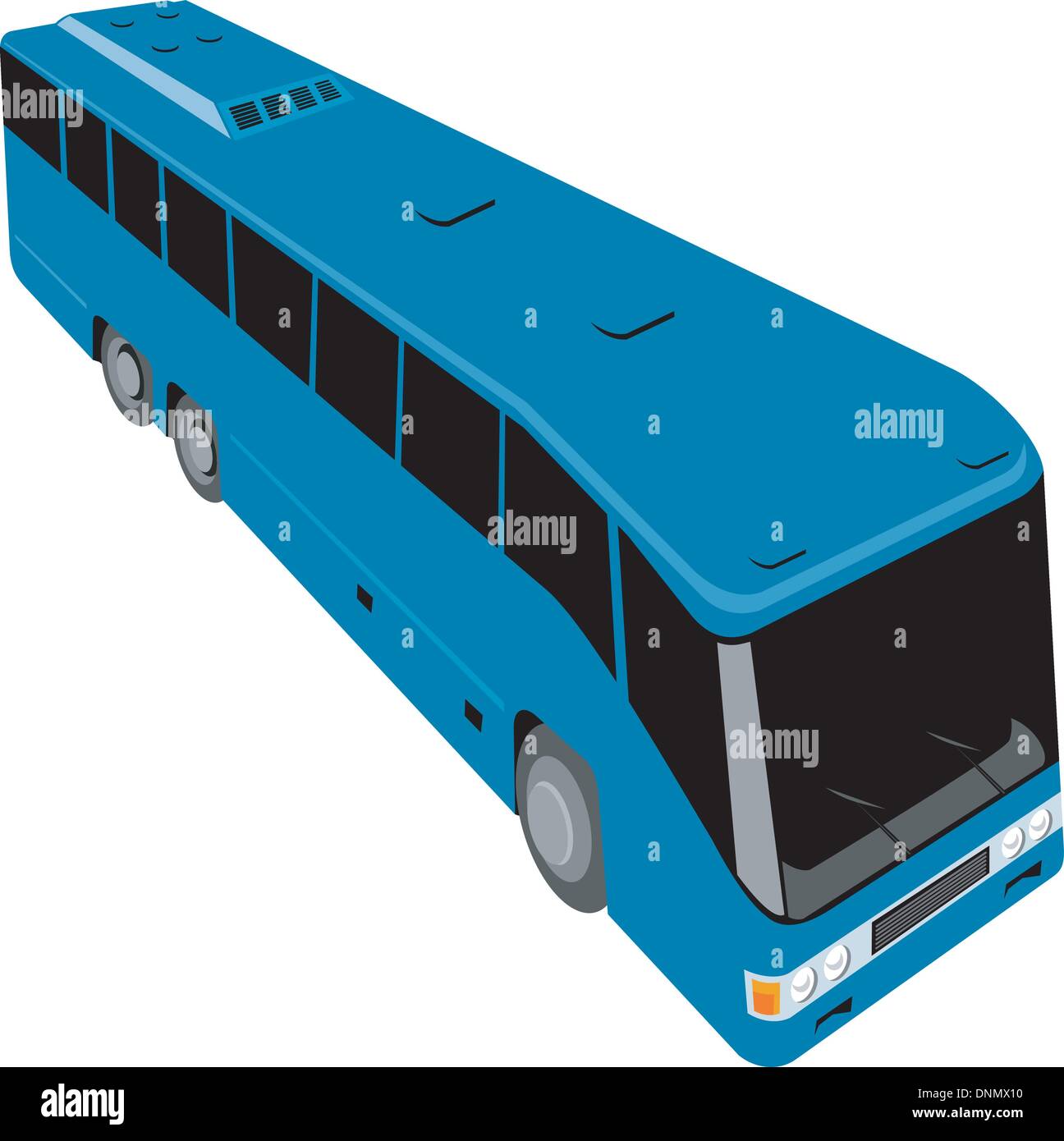 illustration of a shuttle coach bus on isolated background viewed from high angle Stock Vector