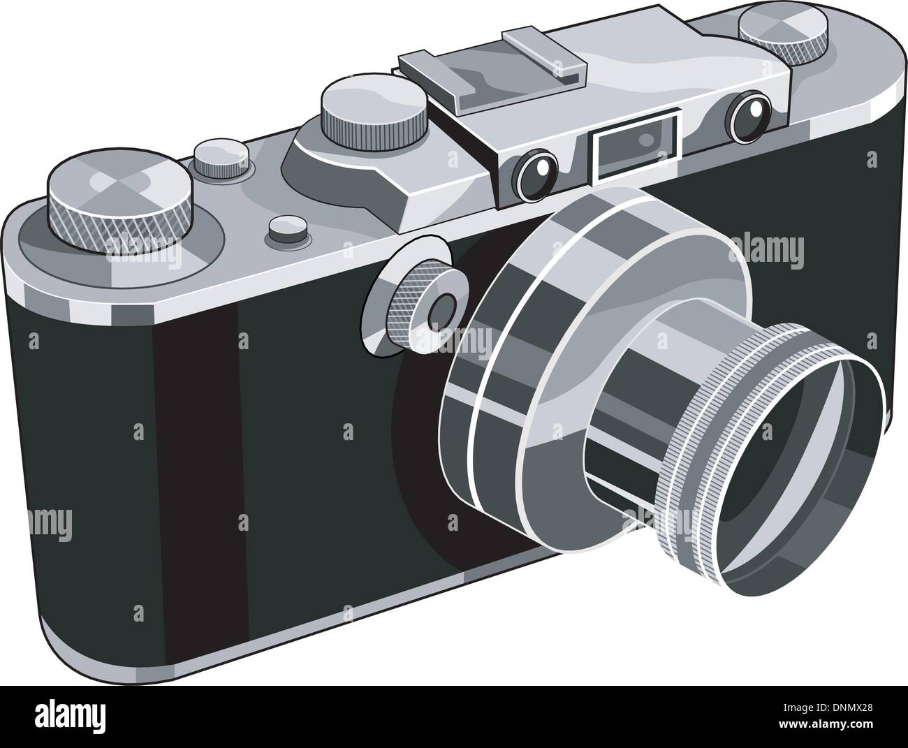 Illustration of a vintage camera done in retro style. Stock Vector