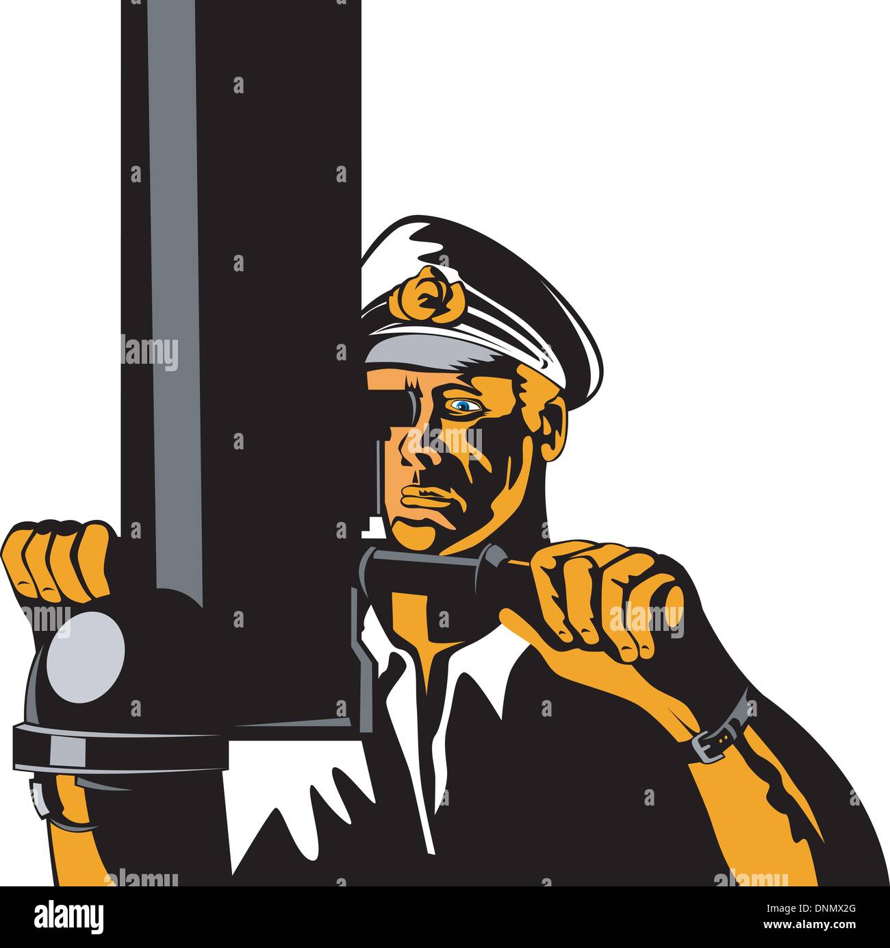 Illustration of a navy captain sailor looking thru periscope done in retro  style Stock Vector Image & Art - Alamy