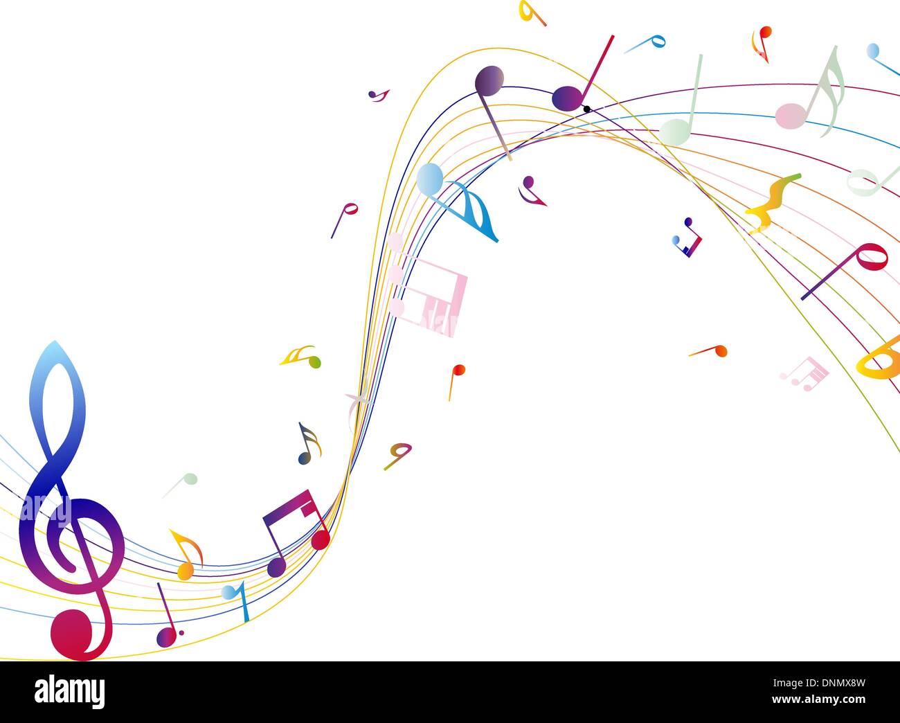 Music Note Multicolour Multicolour musical notes staff background. Vector illustration Stock ...