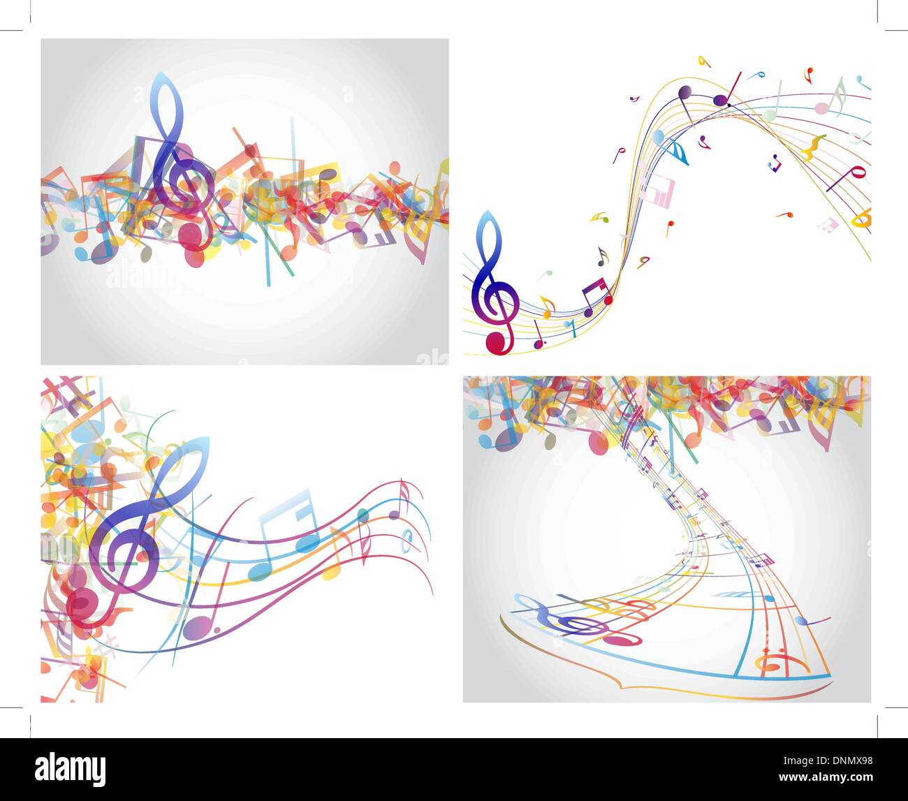 Music Note Multicolour Multicolour musical notes staff background. Vector illustration with ...