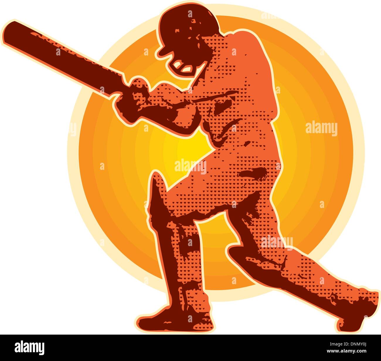 graphic design illustration of a cricket player batsman batting done in