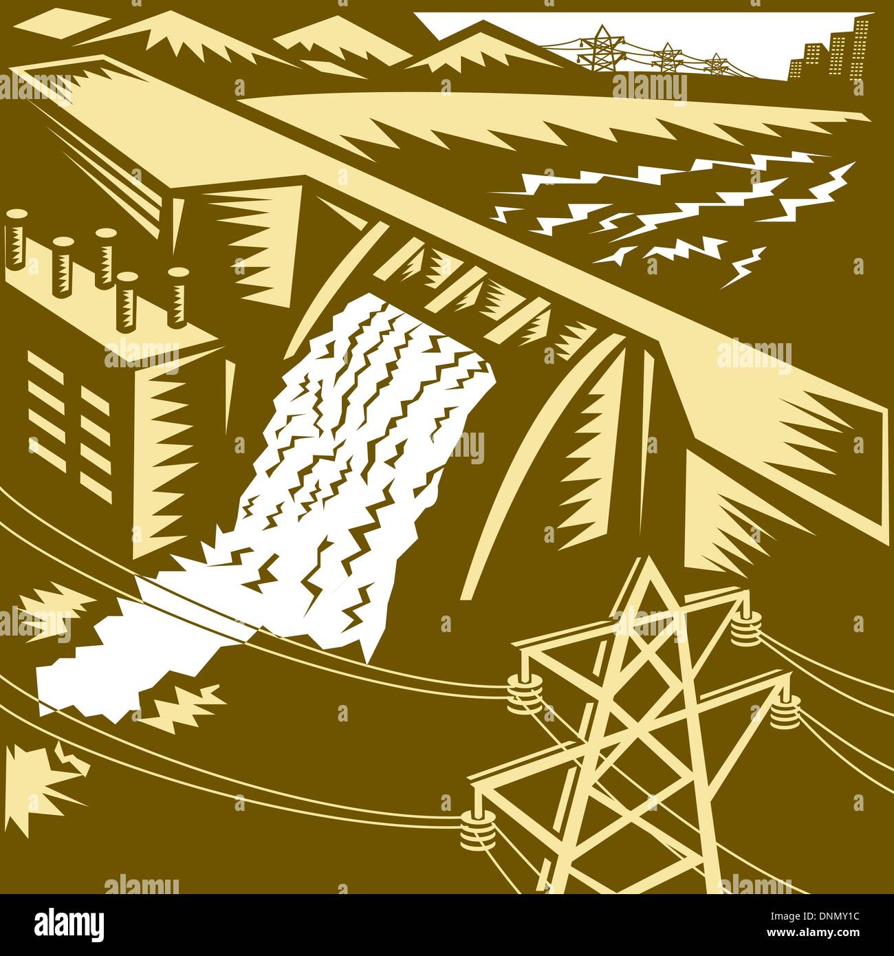 Hydro dam Stock Vector Images - Alamy