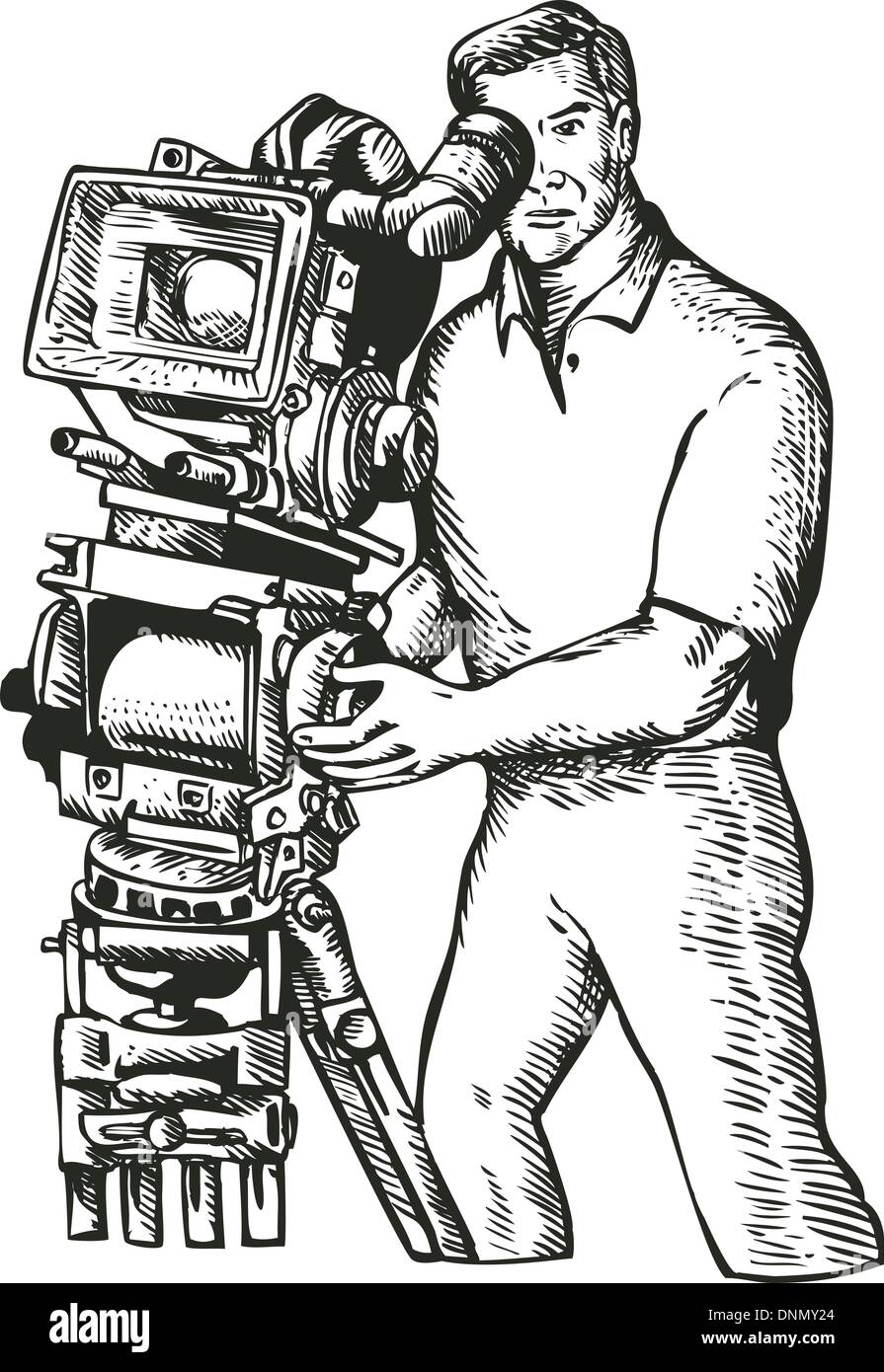 Illustration of director movie camera vector illustration of a cameraman movie director filming vintage camera set inside diamond shape done in retro style. Stock Vector