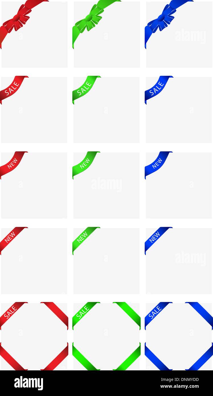 Set of different corners. Fully editable vector illustration. Stock Vector