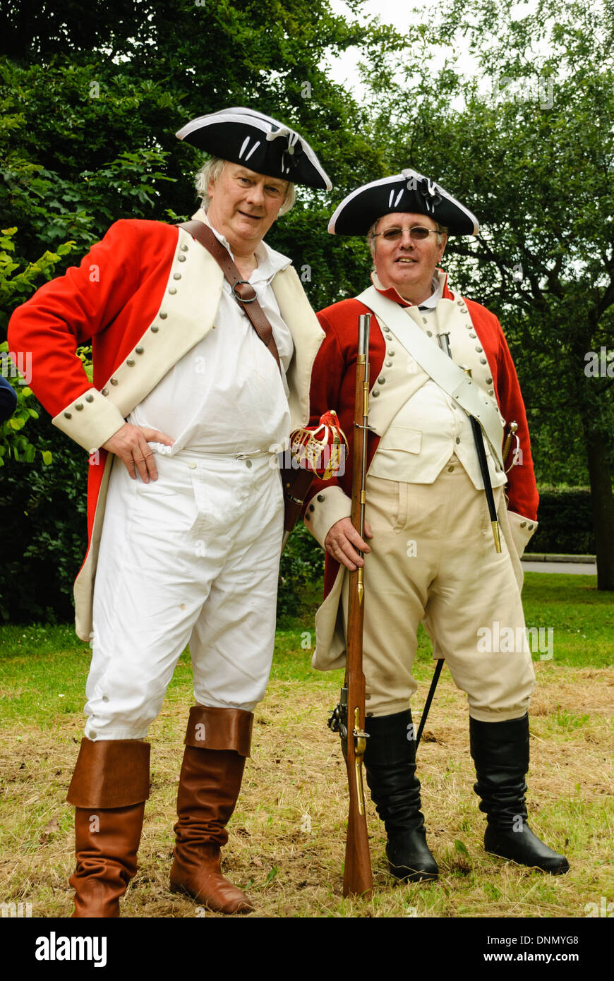 Ulster Unionist Lord John Laird, dressed as a 17th century redcoat soldier Stock Photo
