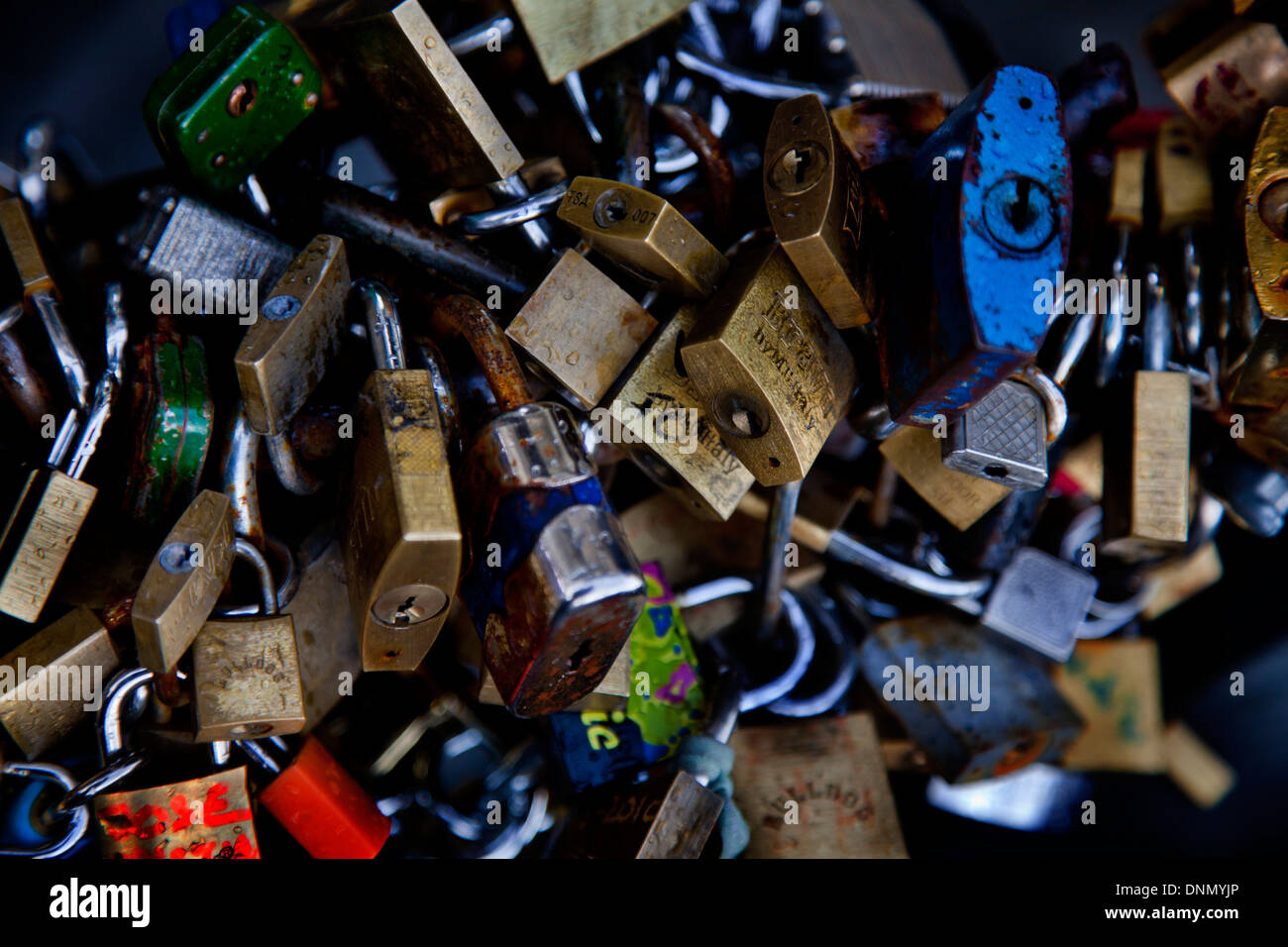 Cycle locks outside the Uffizi gallery, Florence. Stock Photo