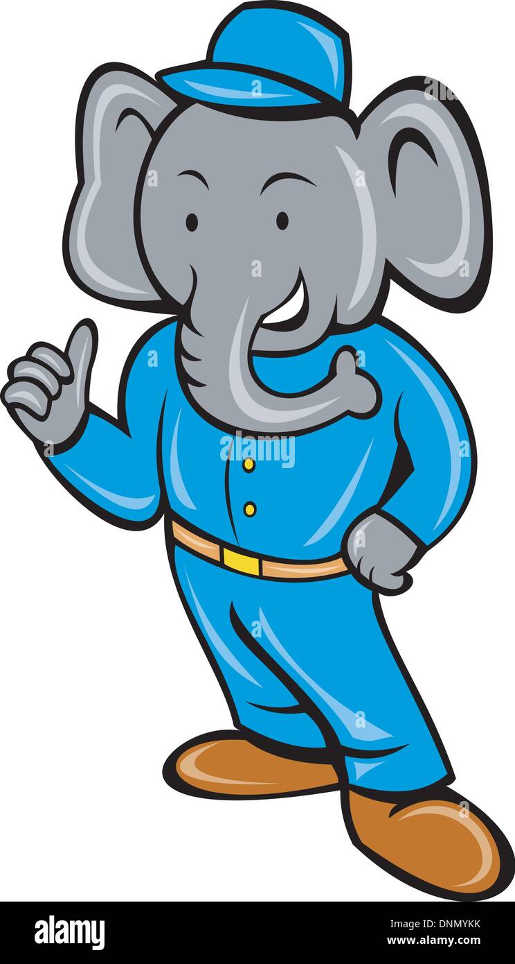 Cartoon Elephant Busboy Or Bellboy Posing Isolated On White Background Cartoon Elephant Busboy Or Bellboy Posing Isolated On White Background