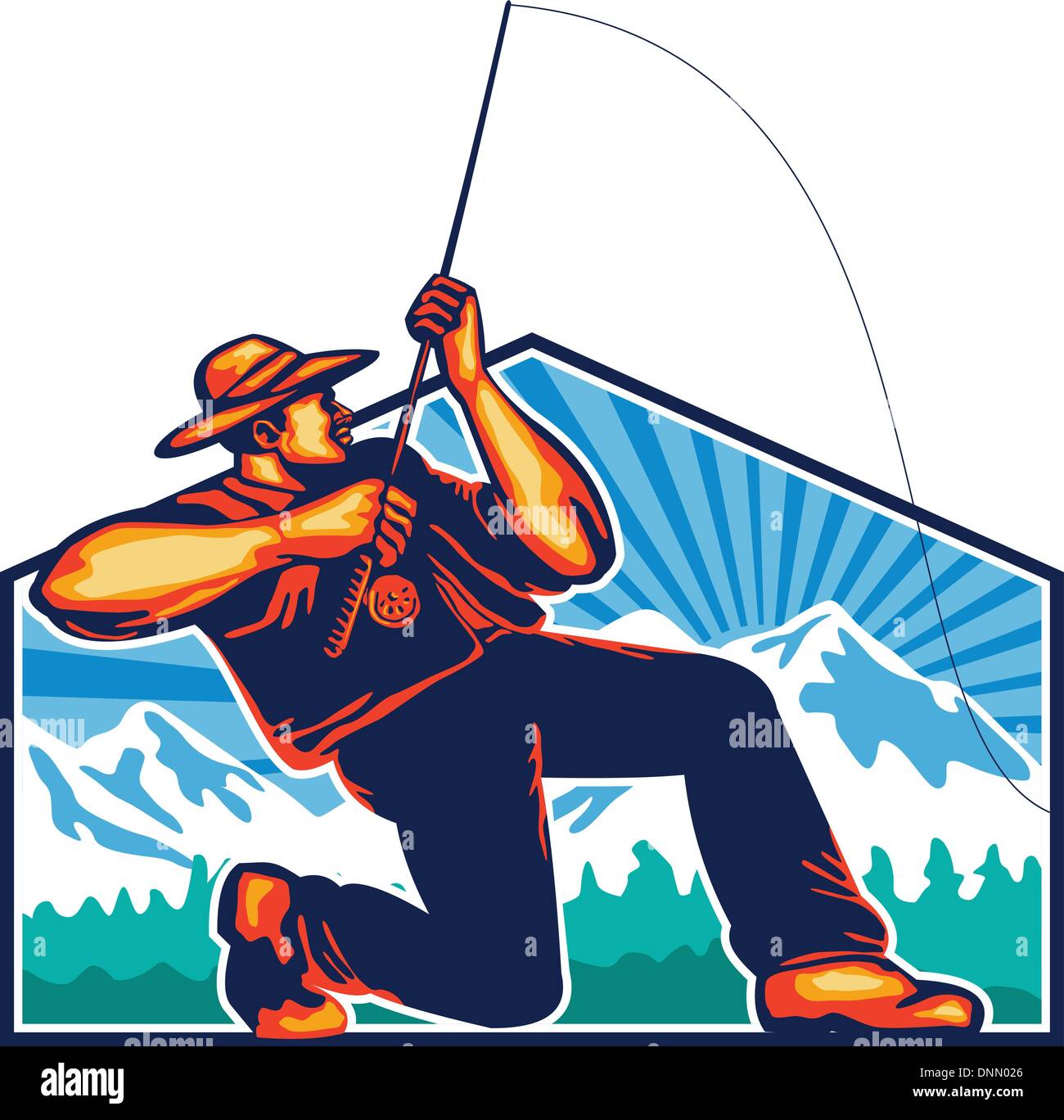 Rod For Fly-fishing With A Reel. Vector Illustration. Royalty Free