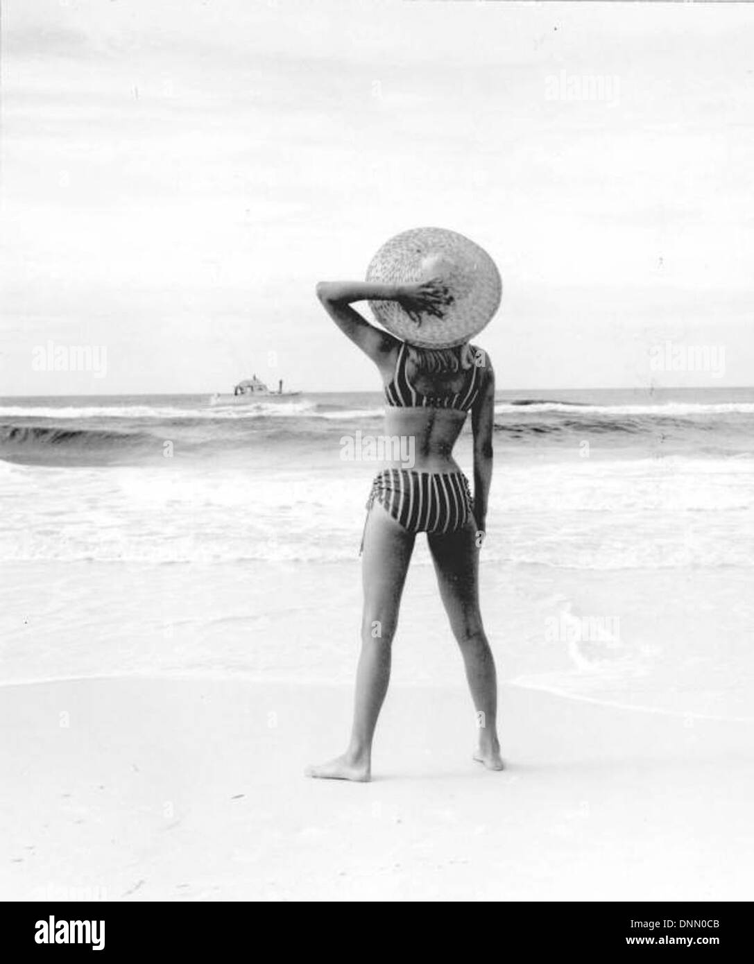 Melody May modeling a bikini on the beach: Panama City, Florida Stock Photo