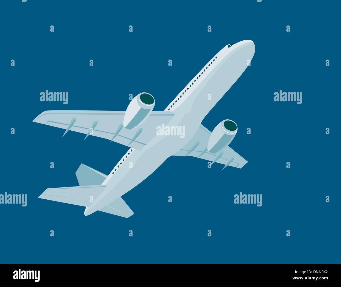 Illustration of a commercial jet plane airliner on isolated background Stock Vector