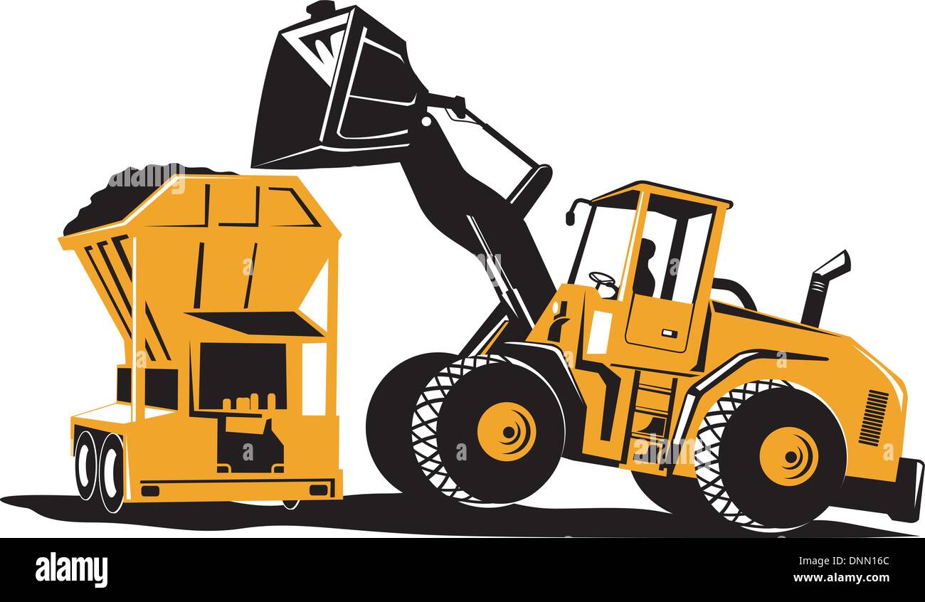 Illustration of a front end loader construction digger mechanical