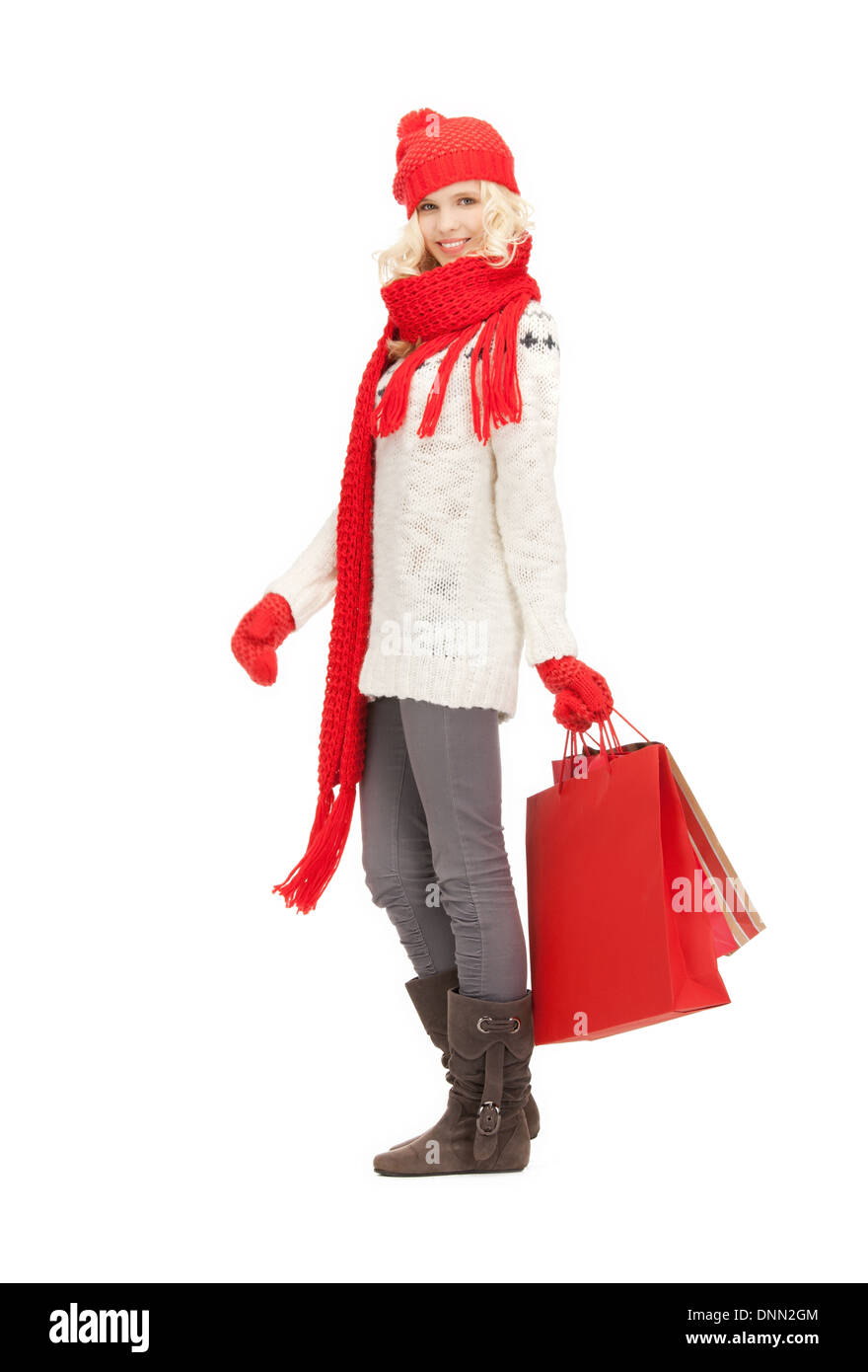 young girl with shopping bags Stock Photo