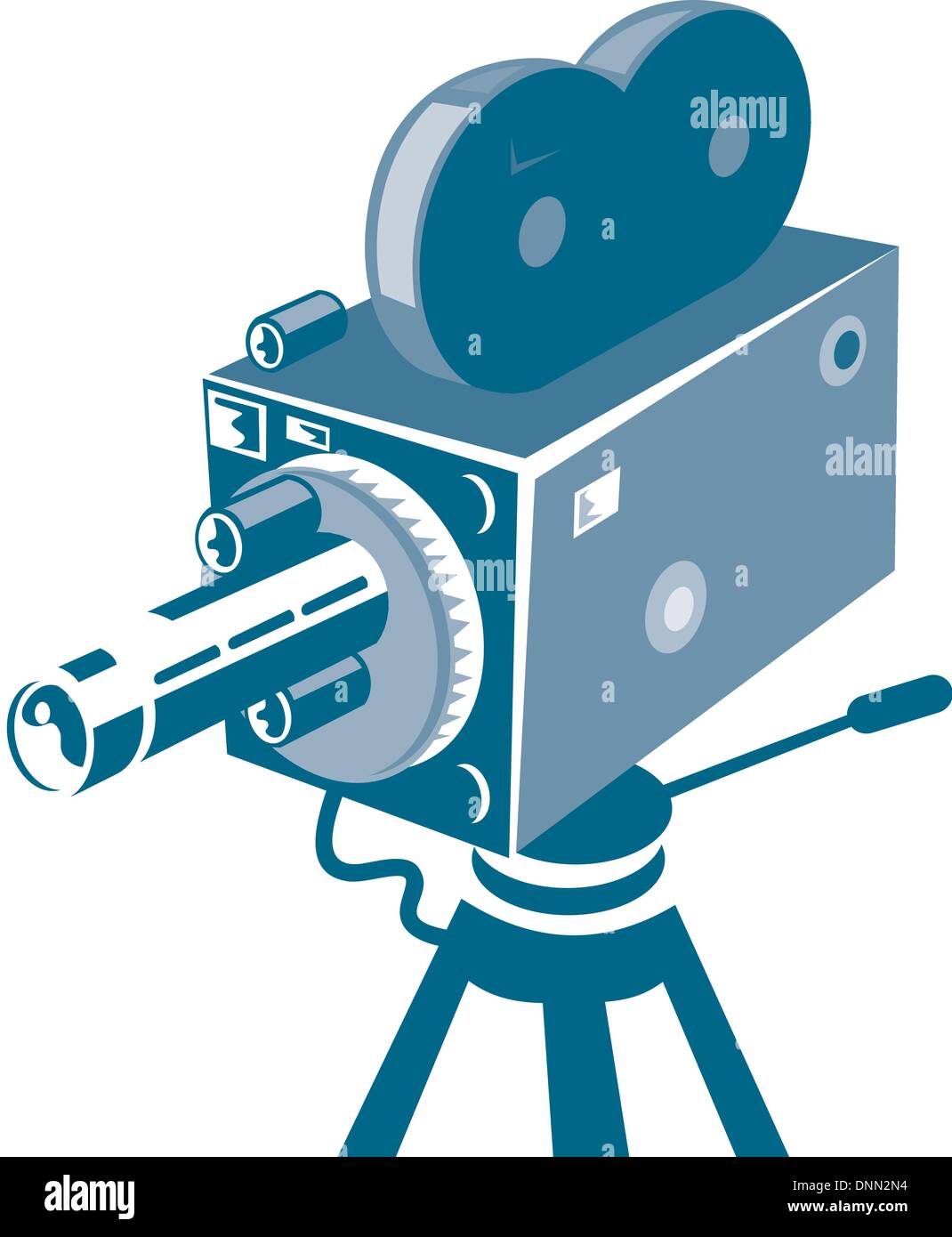 Illustration of a vintage video camera done in retro style. Stock Vector
