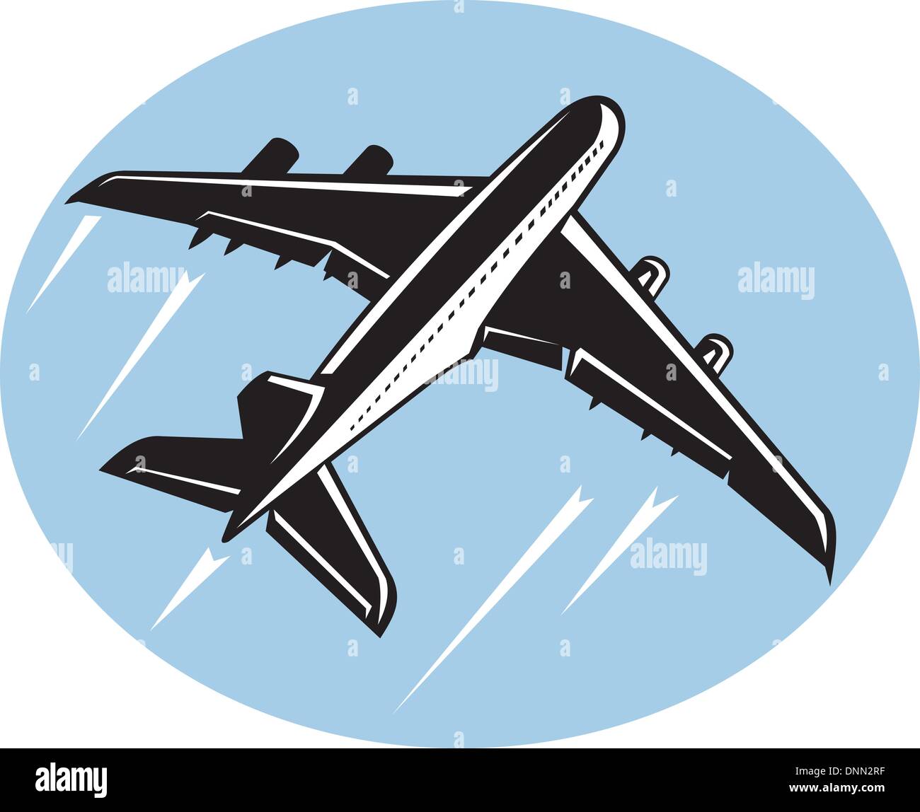 illustration of a Jumbo jet airliner taking off Stock Vector