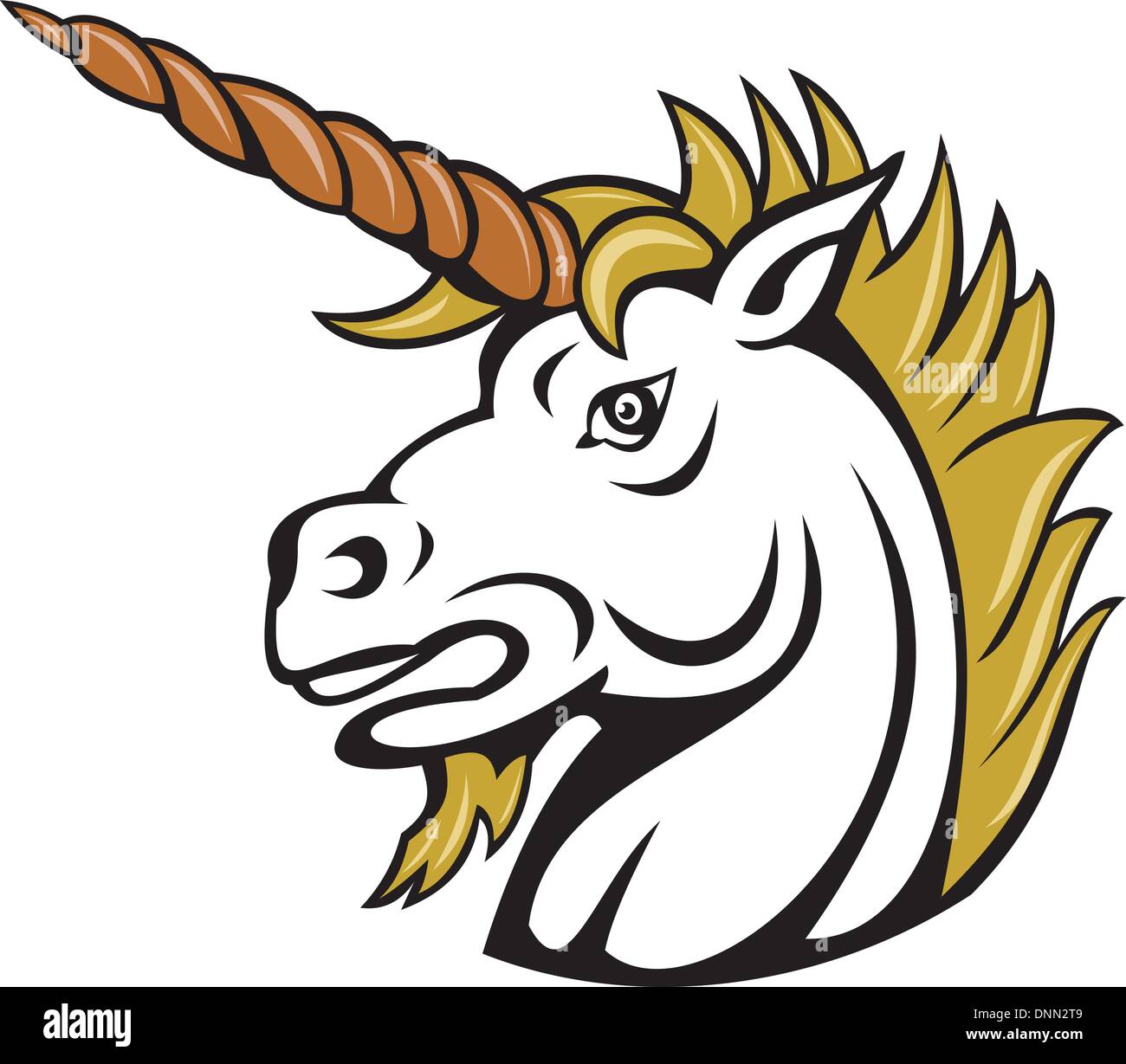 illustration of an angry cartoon unicorn isolated on white Stock Vector