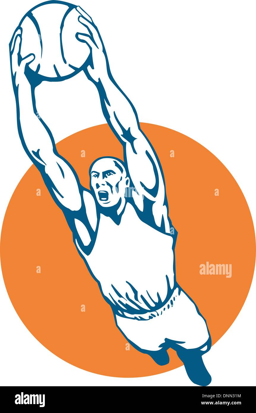 illustration of a basketball player duning the ball Stock Vector