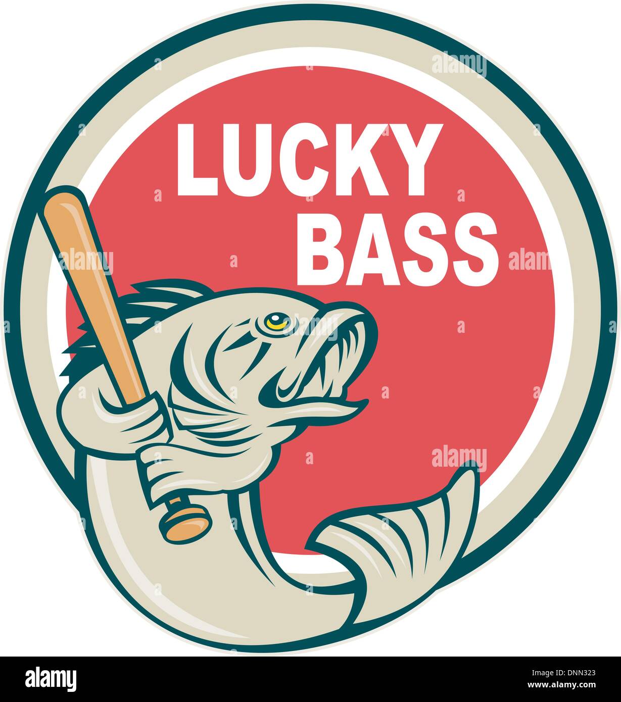 https://c8.alamy.com/comp/DNN323/illustration-of-a-bass-with-baseball-bat-and-wording-lucky-bass-inside-DNN323.jpg
