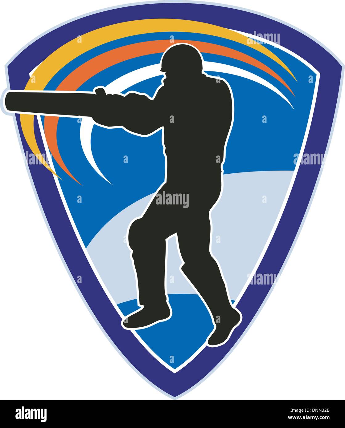 illustration of a cricket sports player batsman silhouette batting set ...