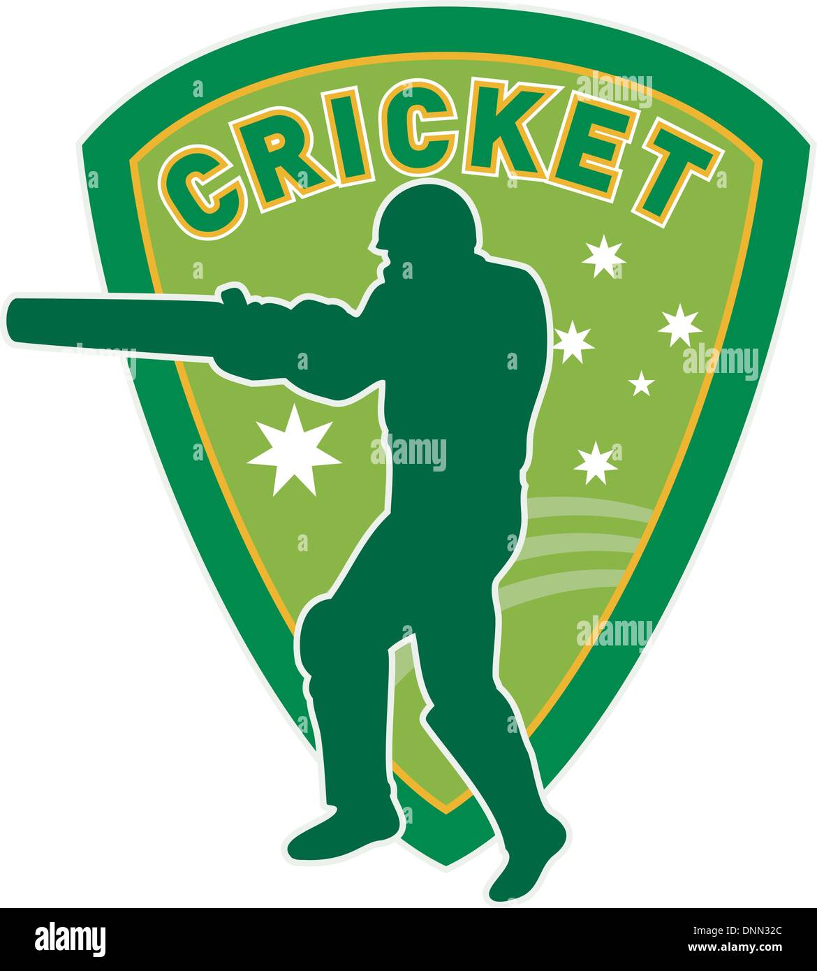 Illustration Of A Cricket Sports Player Batsman Silhouette Batting