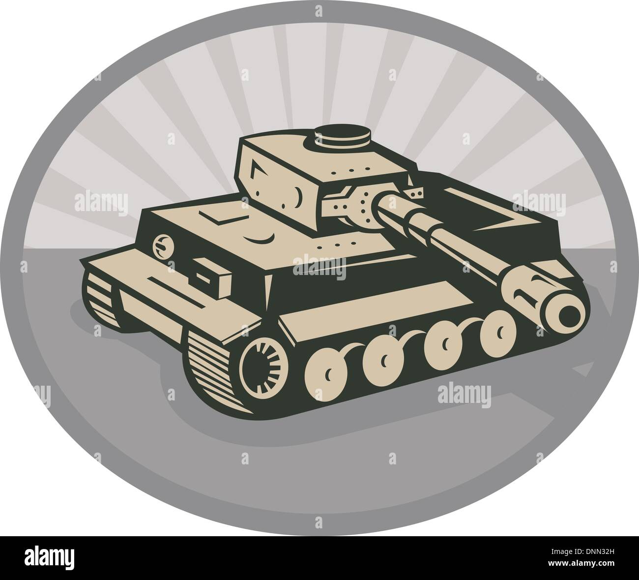 illustration of a world war two German panzer battle tank aiming its
