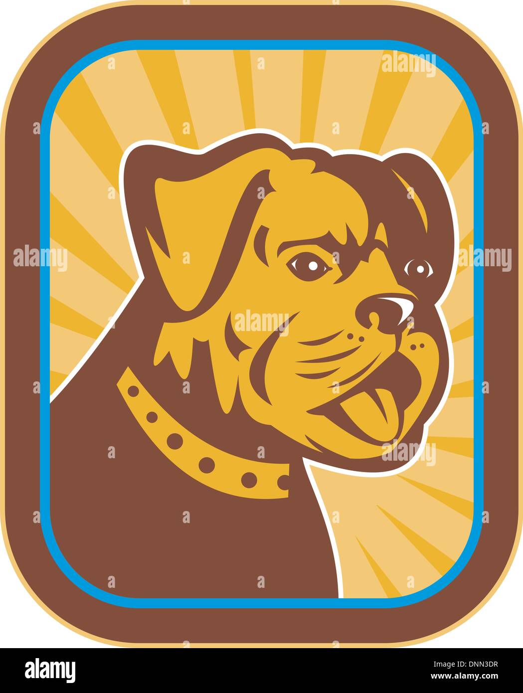illustration of a Bulldog and Boston Terrier hybrid done in retro style. Stock Vector
