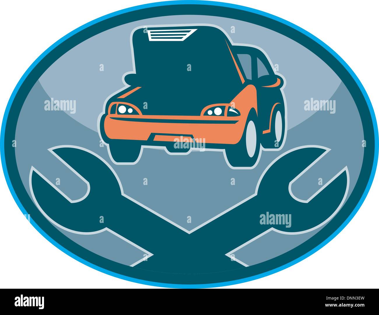 illustration of a Automobile car breakdown mechanical repair with