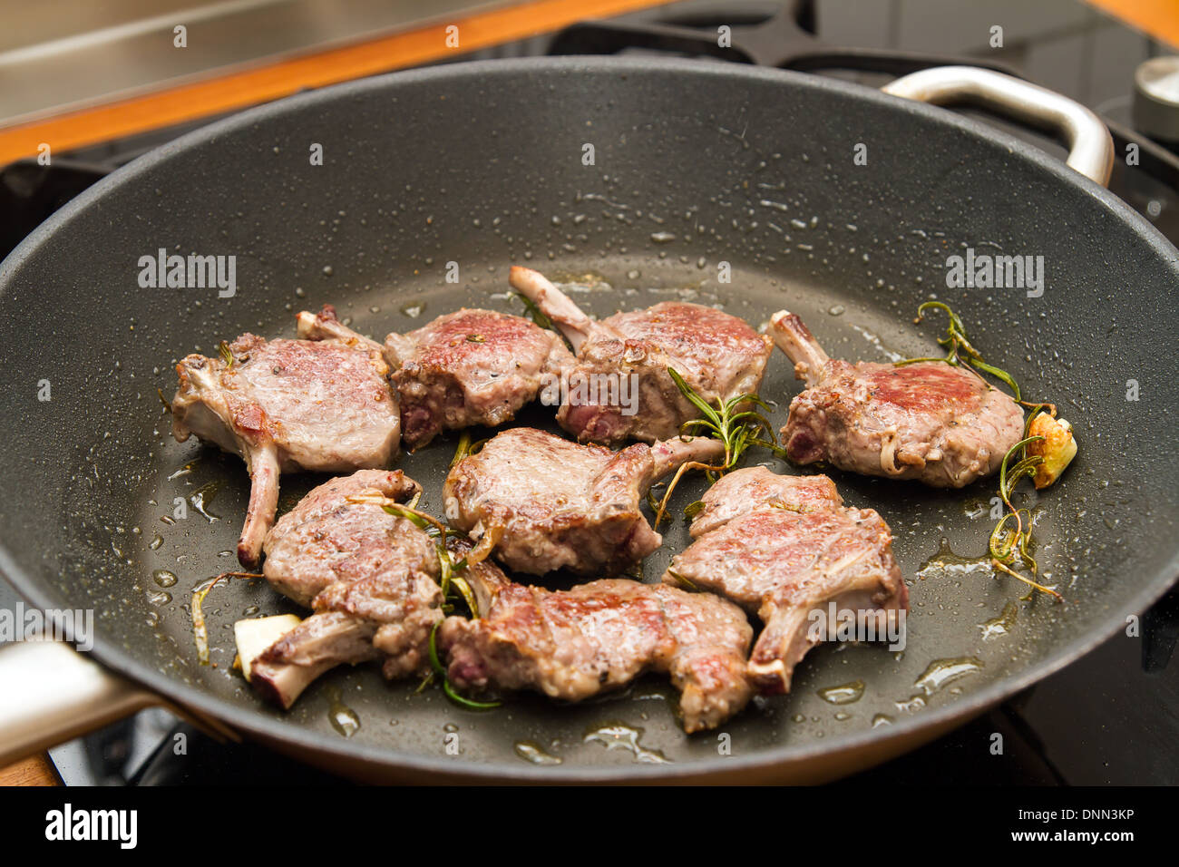 Lamb racks in a pan Stock Photo