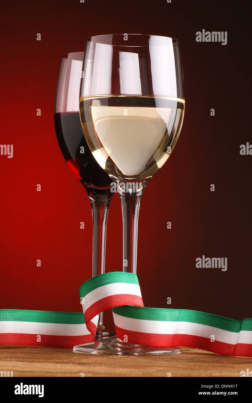 white wine and red wine with Italian flag Stock Photo Alamy