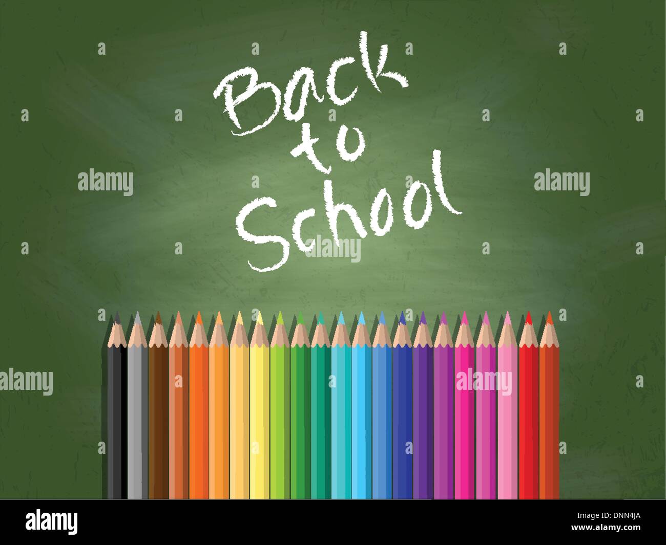 Back to school background with chalkboard and coloured pencils Stock Vector