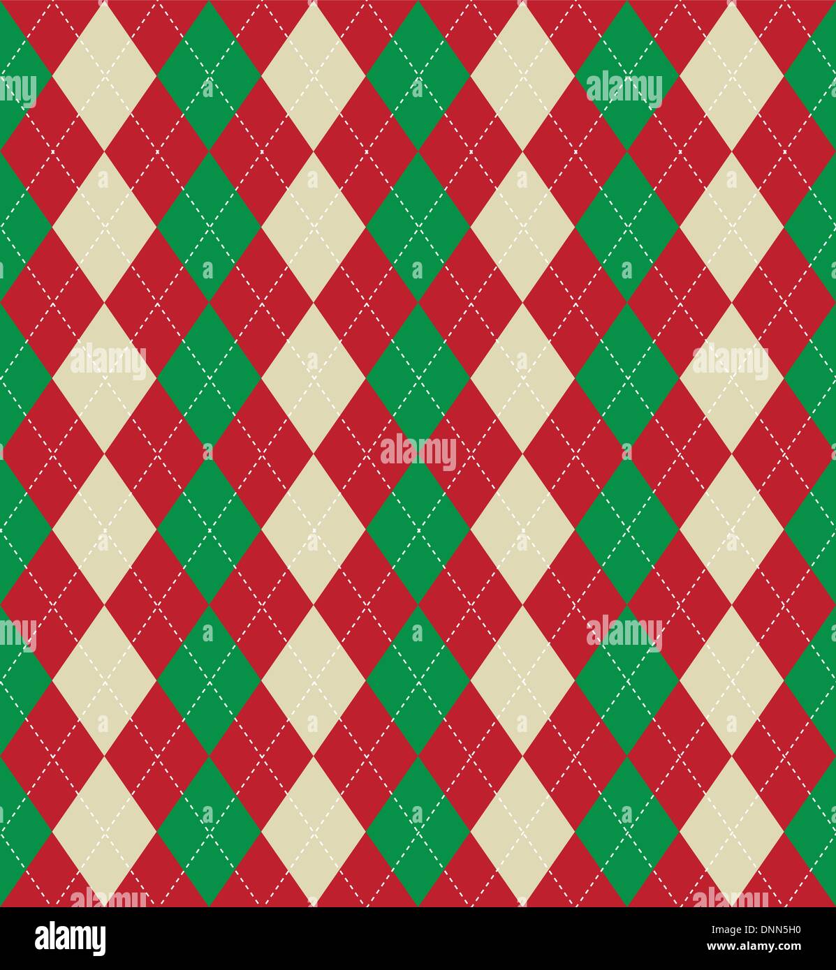 Seamless tiled background of an argyle style pattern using Christmas colours Stock Vector