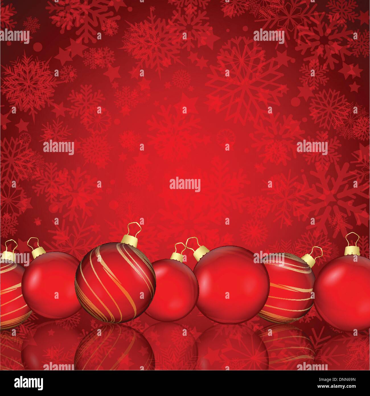 Decorative Christmas background with baubles on a snowflake design ...