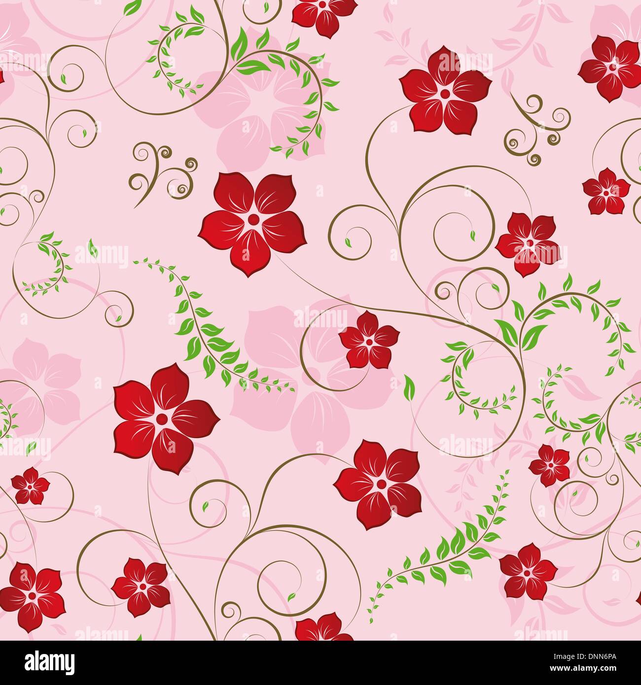Floral seamless background for yours design use. For easy making seamless pattern just drag all group into swatches bar, and use it for filling any contours. Stock Vector