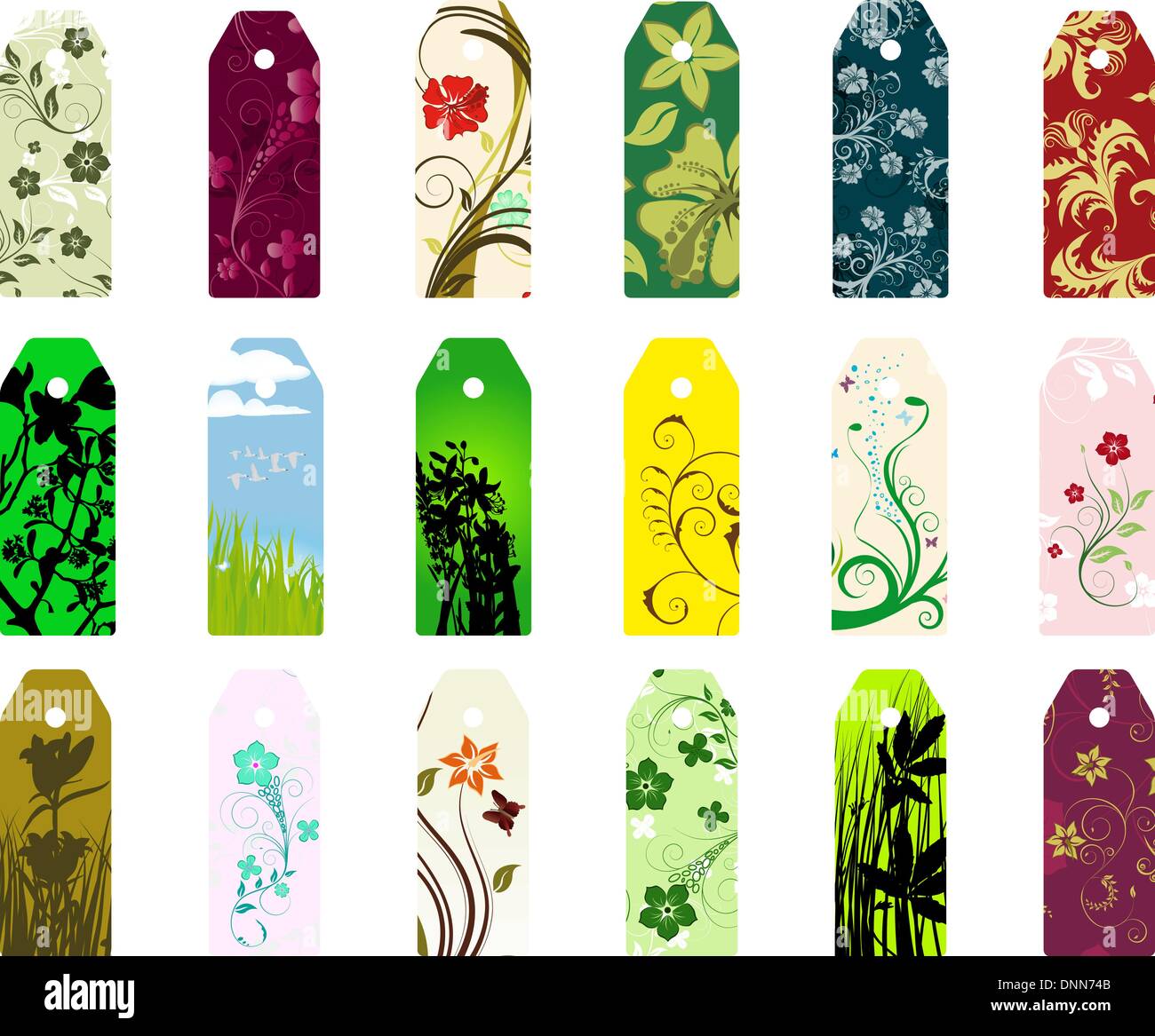 Set of  different vector floral  bookmarks for design use Stock Vector
