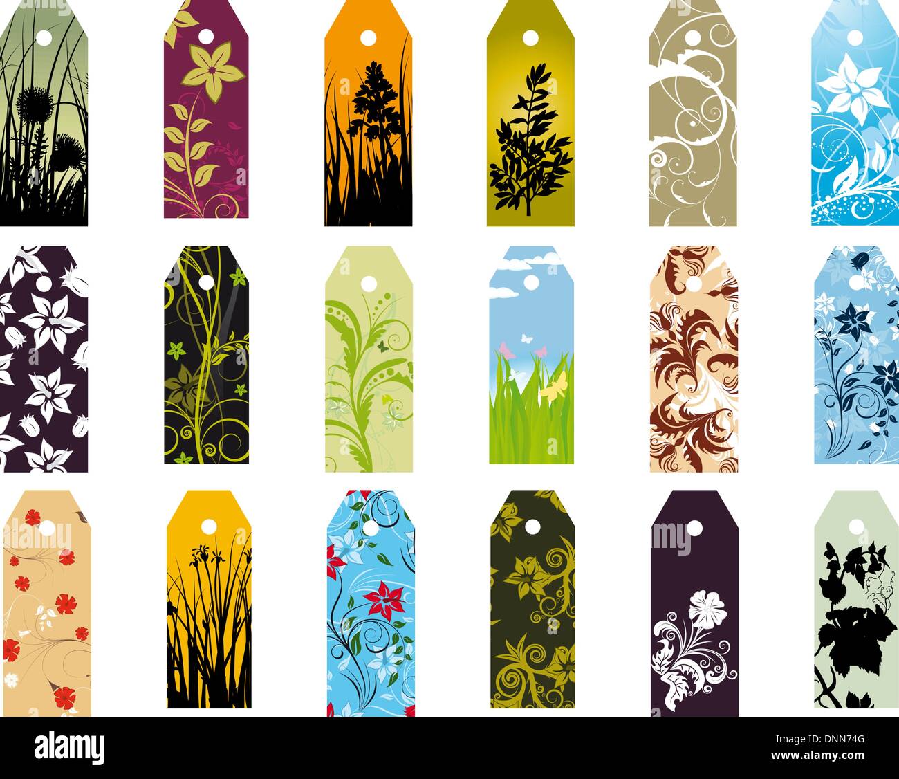 Set of  different vector floral  bookmarks for design use Stock Vector