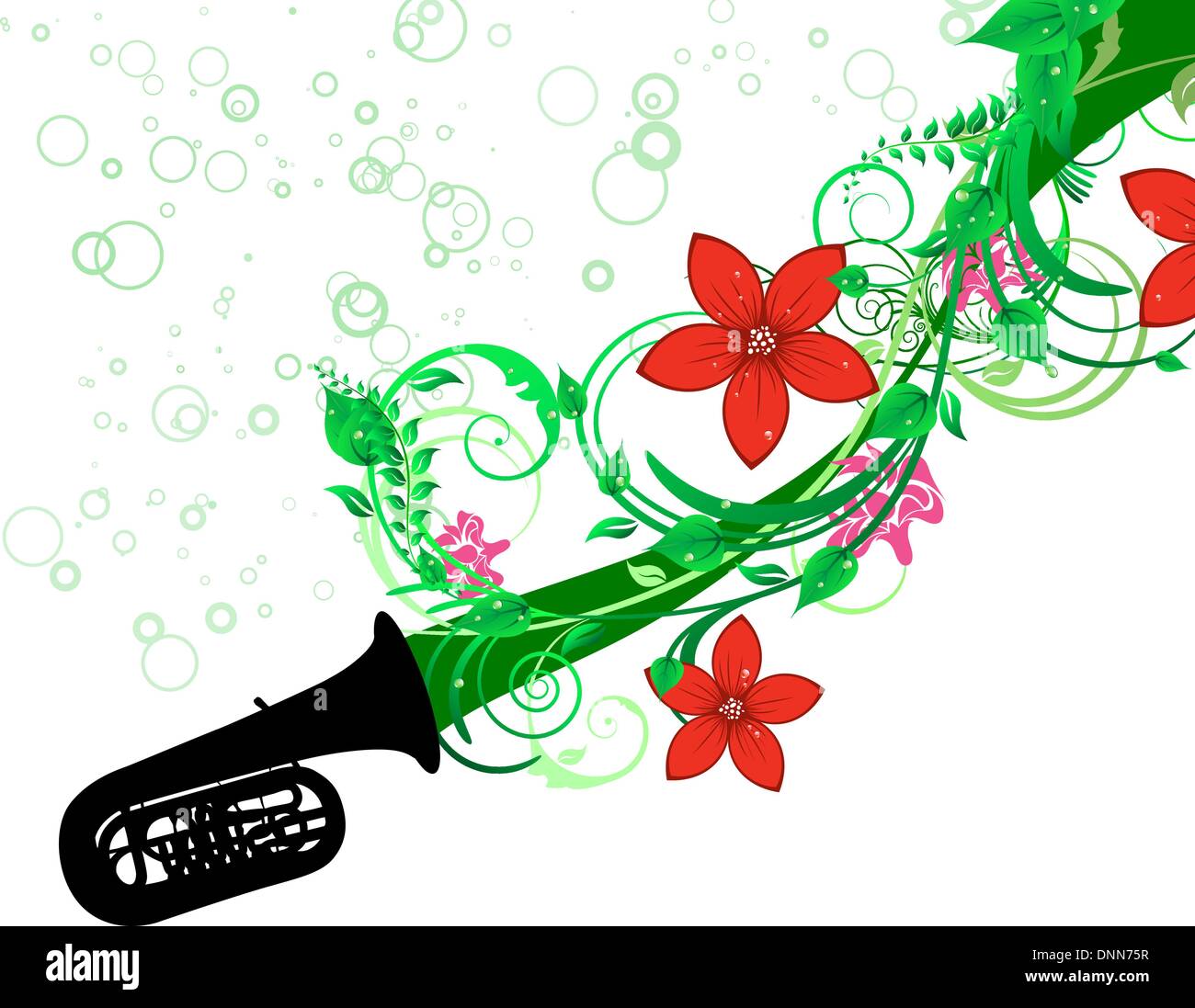 Colorful Wind Instrument Wind instrument with Floral border for design use. Vector illustration ...