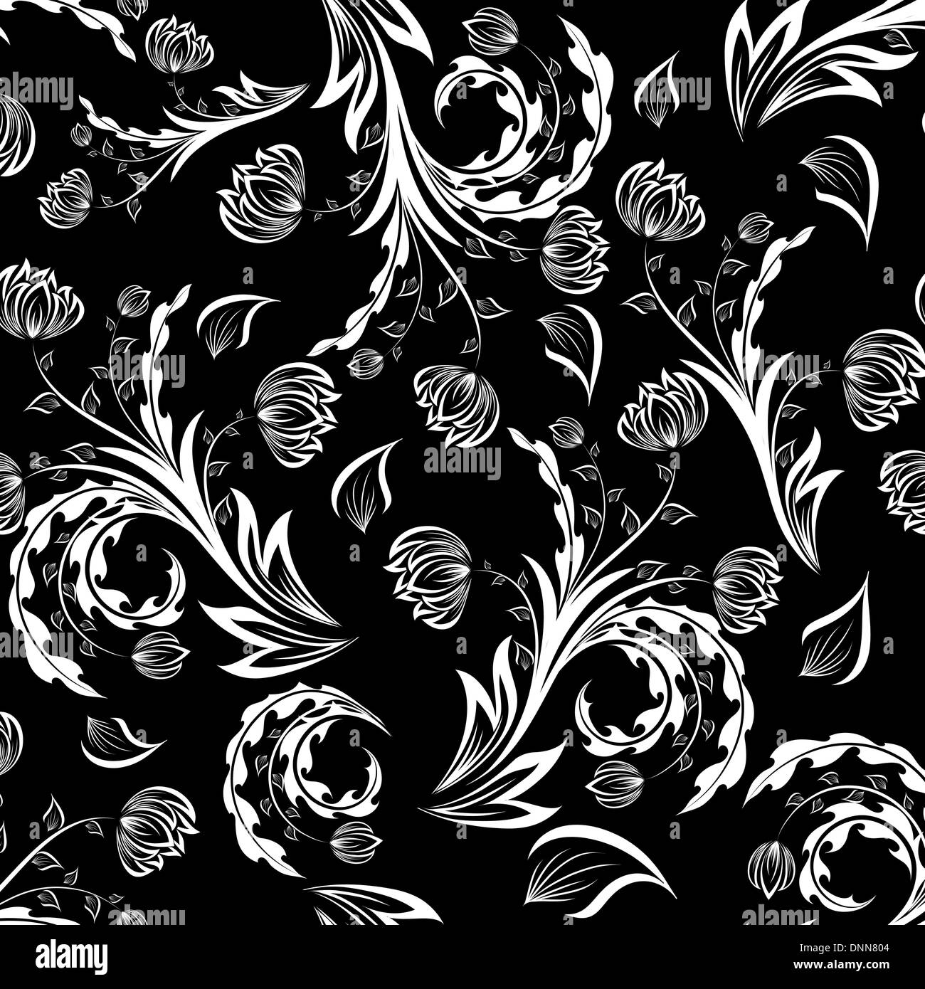 Seamless vector floral background. For easy making seamless pattern just drag all group into swatches bar, and use it for filling any contours. Stock Vector