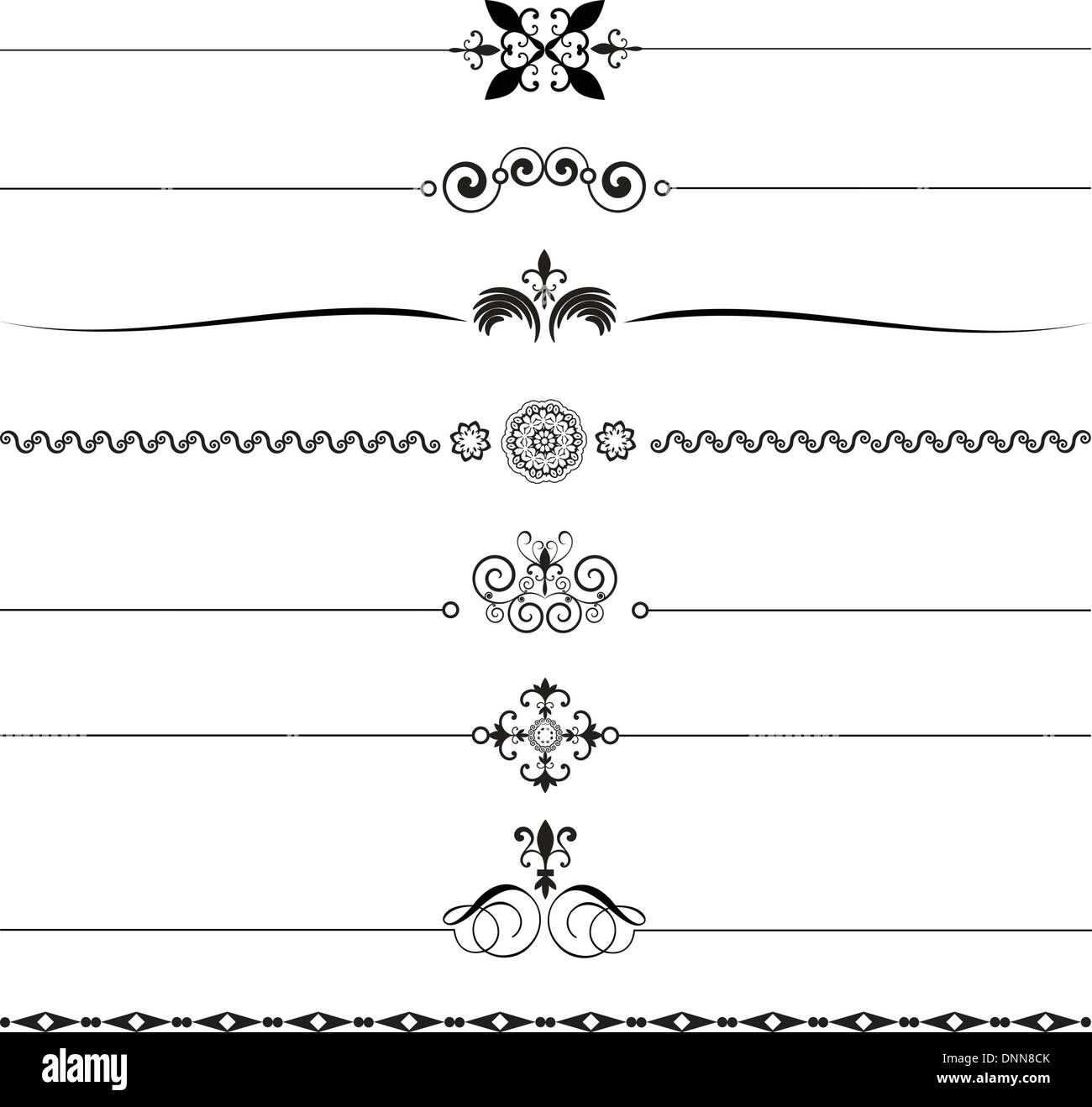 Various different designs of decorative page rules Stock Vector Image