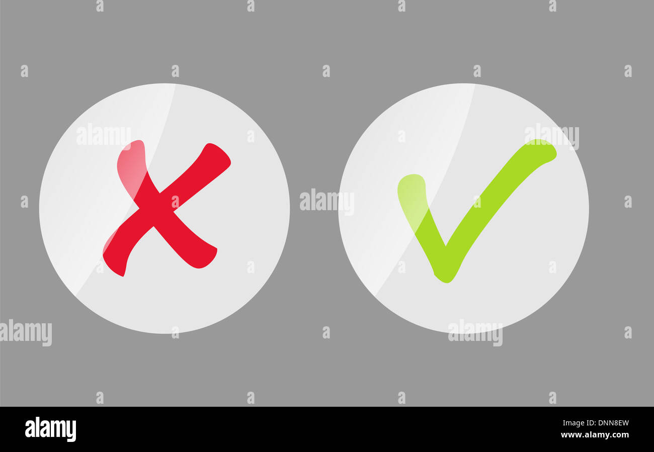 Vector Red and Green Check Mark Icons Stock Photo - Alamy