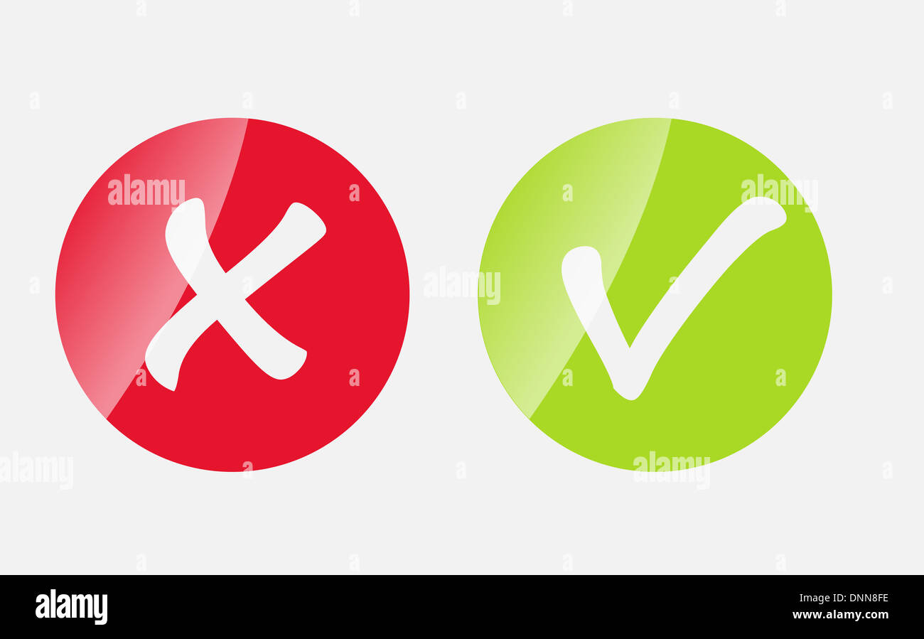 Vector Red and Green Check Mark Icons Stock Photo - Alamy
