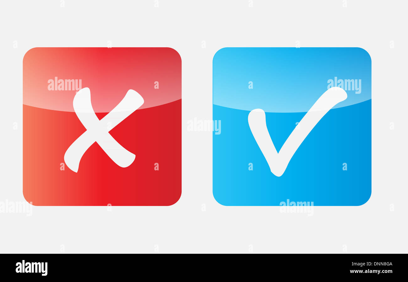 Vector Red and Blue Check Mark Icons Stock Photo