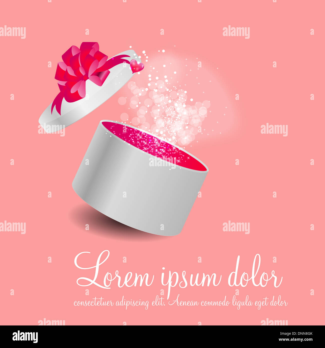 Valentines Day Card with Gift Box and Heart Shaped Balloons, Vector ...