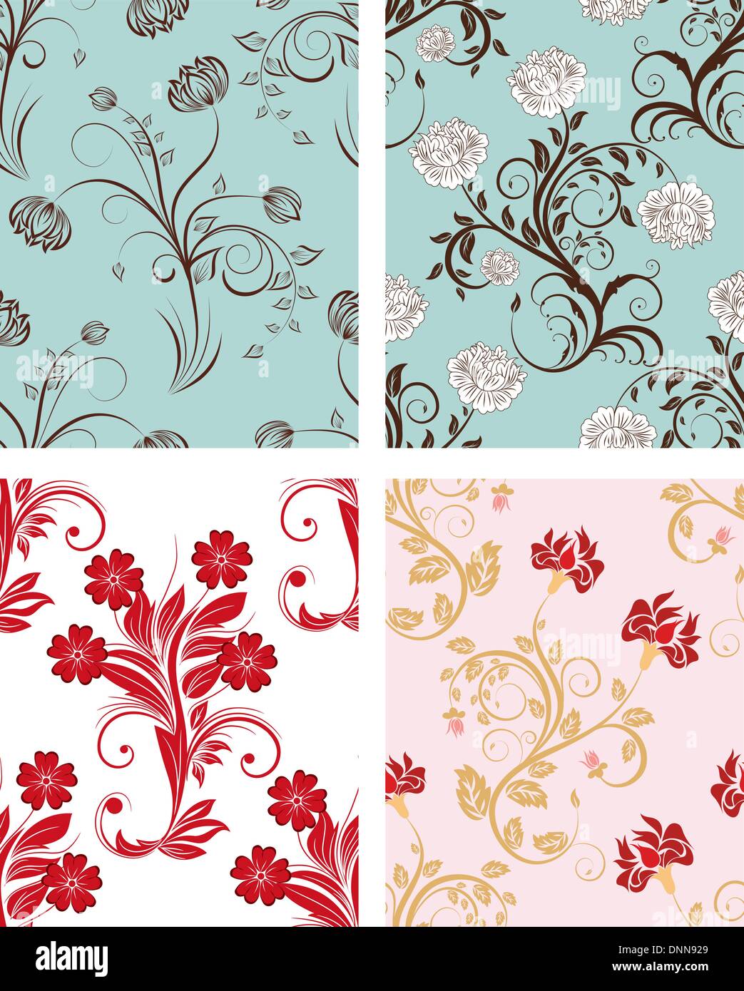 Seamless vector floral backgrounds set. For easy making seamless ...