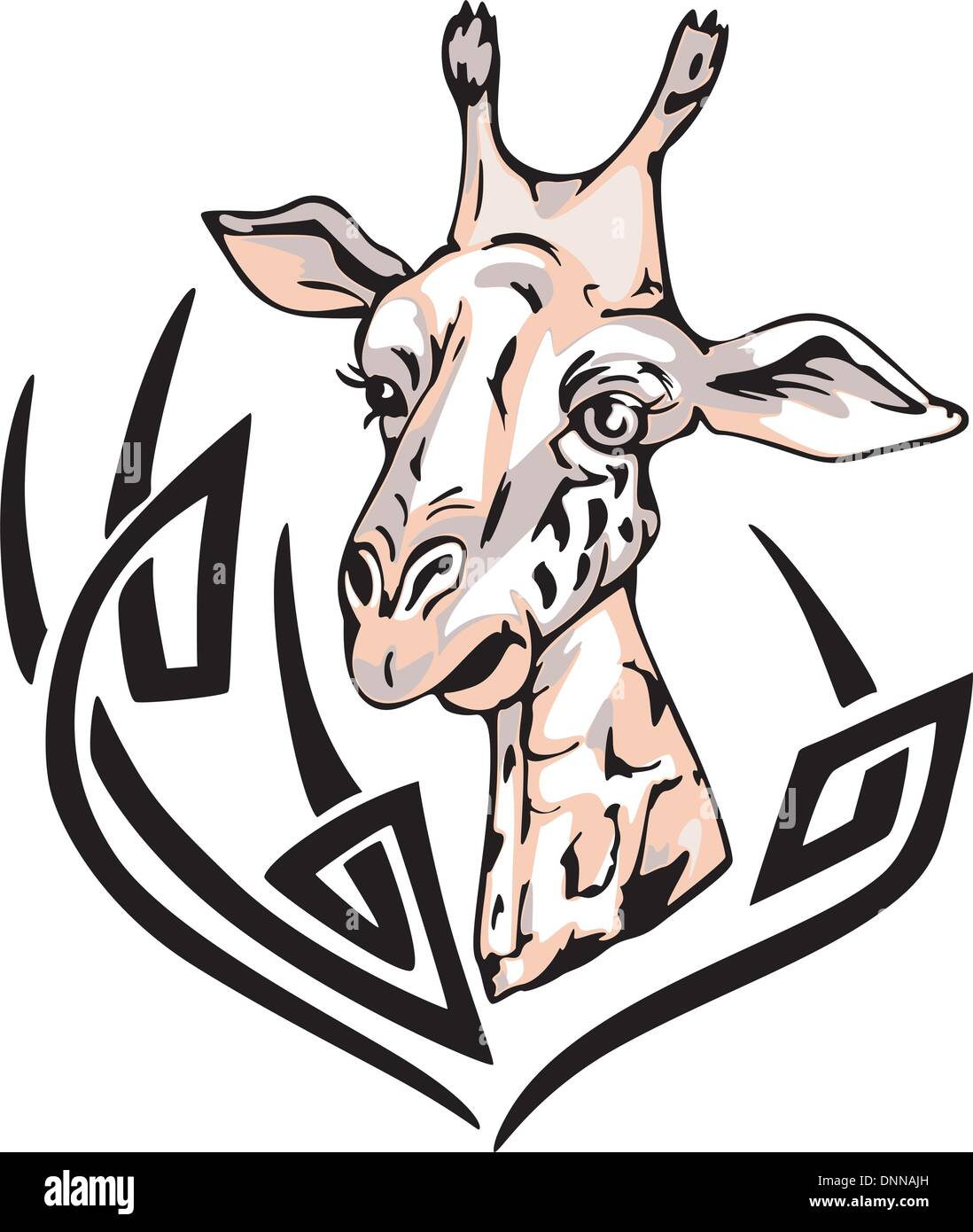 Tattoo with giraffe head. Color vector illustration Stock Vector Image