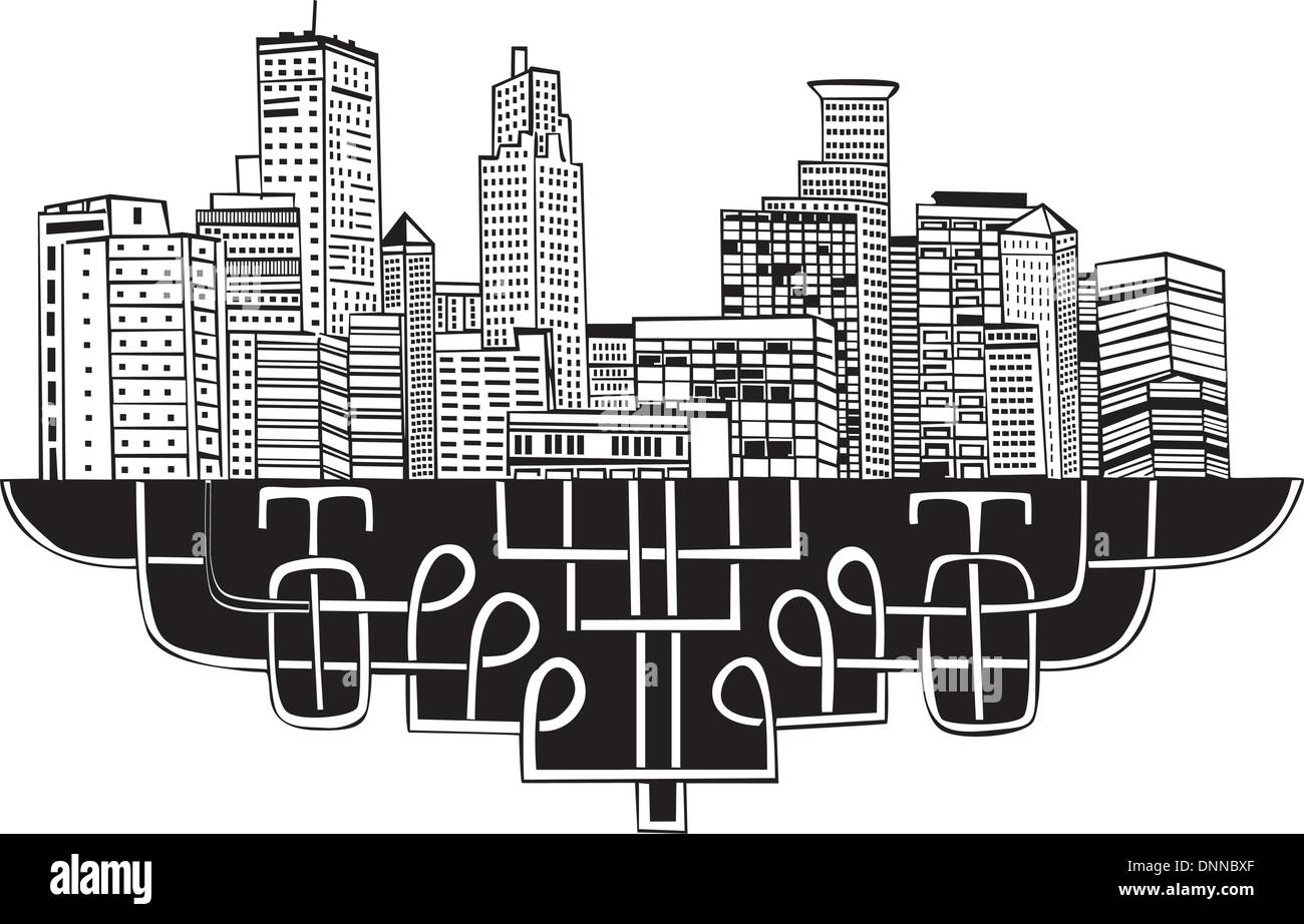 Minneapolis, MN Skyline. Black and white vector illustration EPS 8