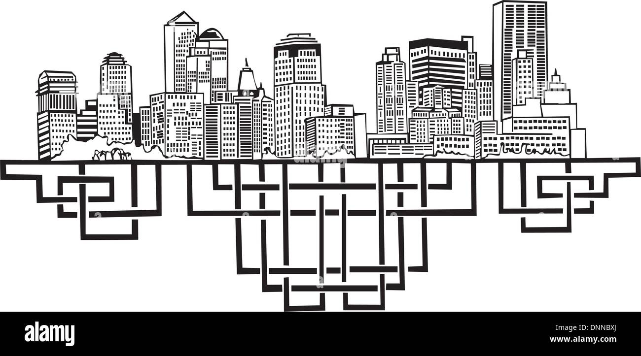 New York Skyline. Black and white vector illustration EPS 8 Stock ...