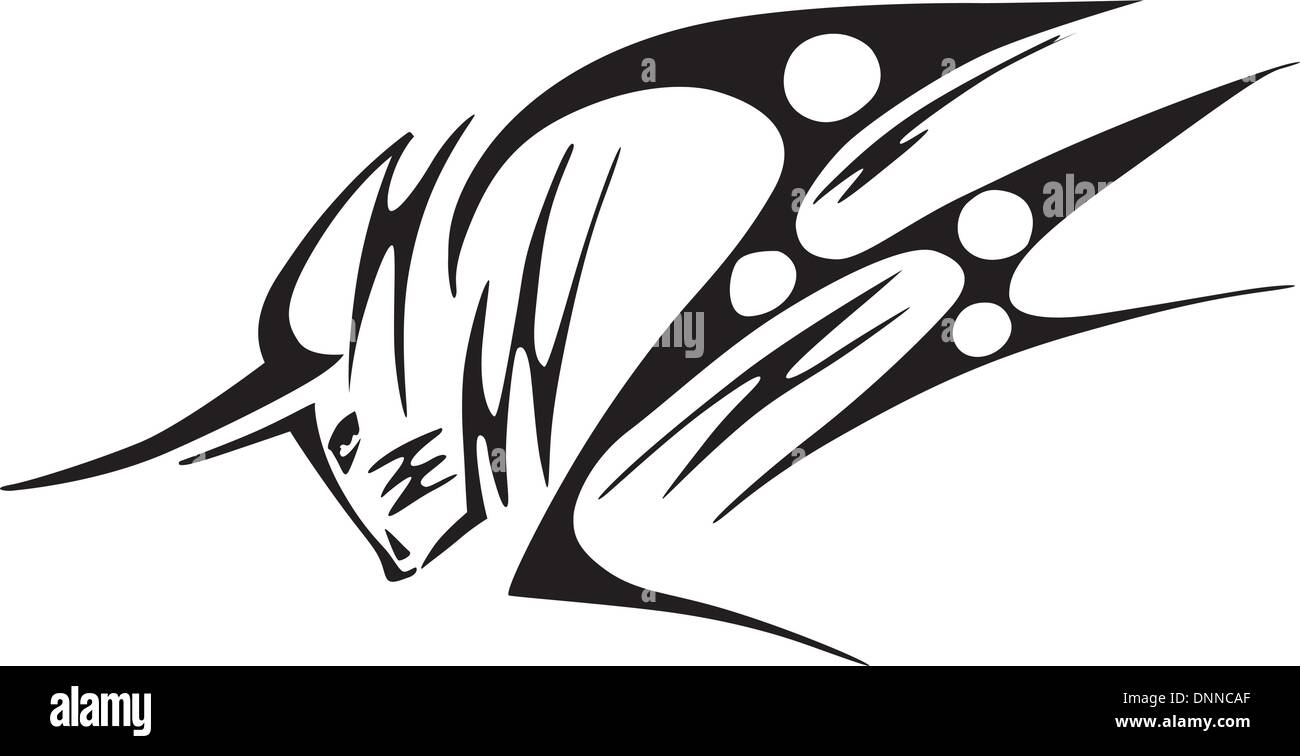 tribal bull tattoo, black and white vector illustration Stock Vector