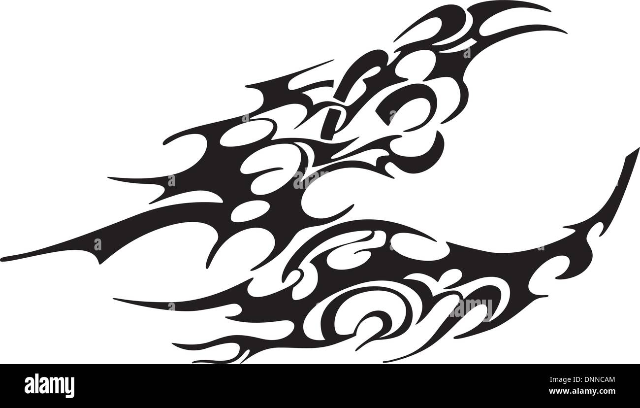 tribal butterfly tattoo, black and white vector illustration Stock Vector